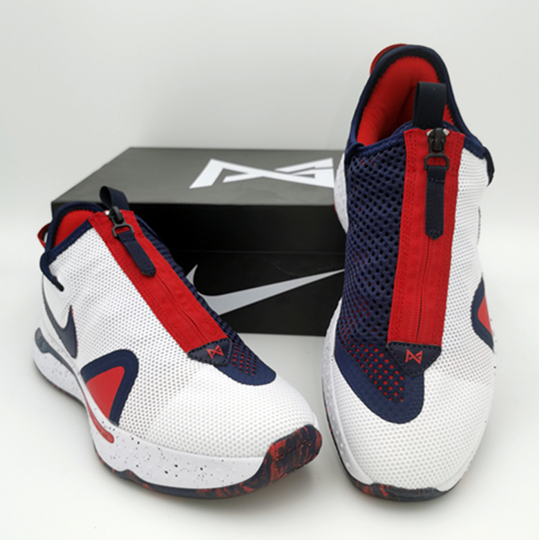 Nike PG 4 USA White Blue Red Shoes